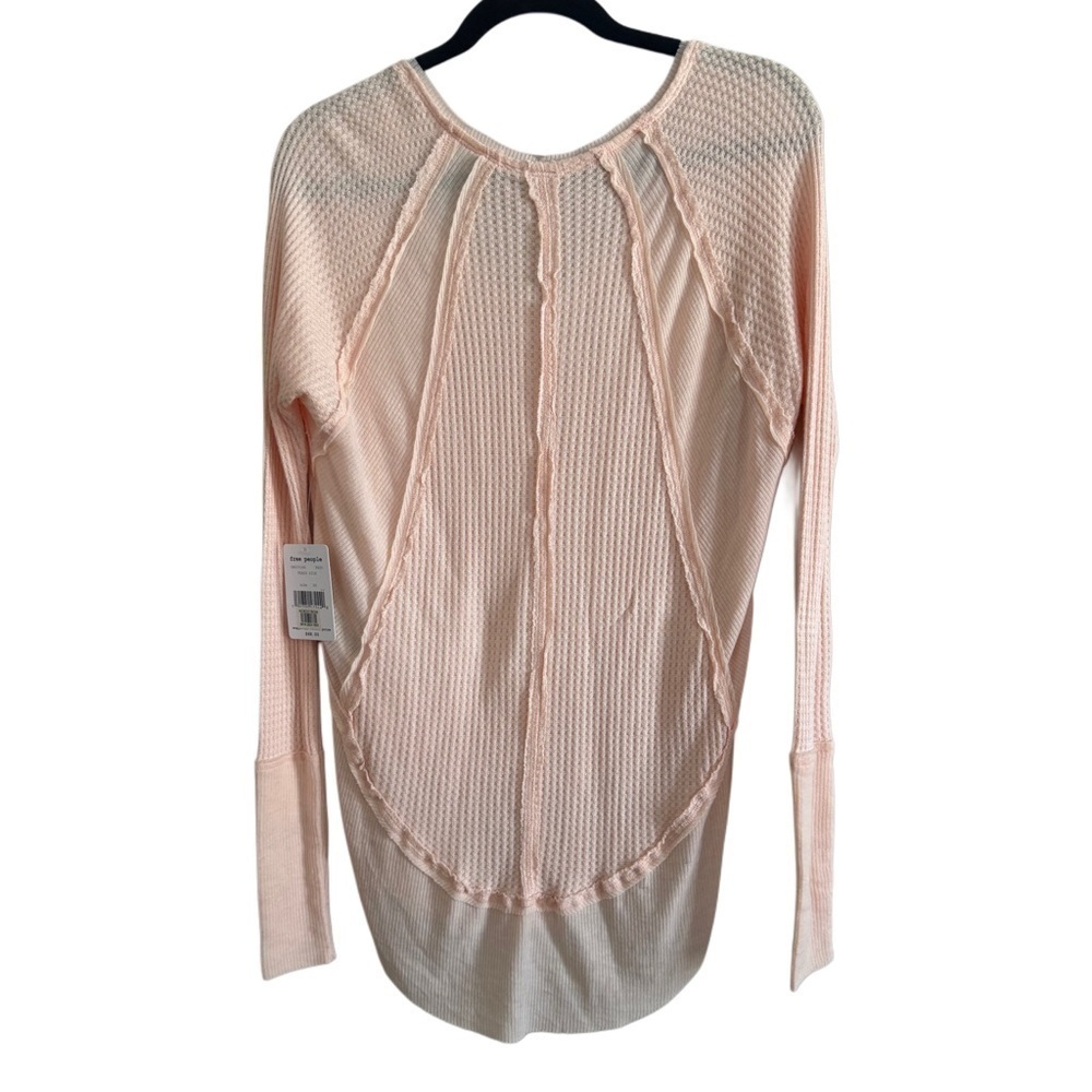 We The Free Women's Light Pink Waffle V-Neck Long Sleeve Thermal Top Size XS - Picture 6 of 11